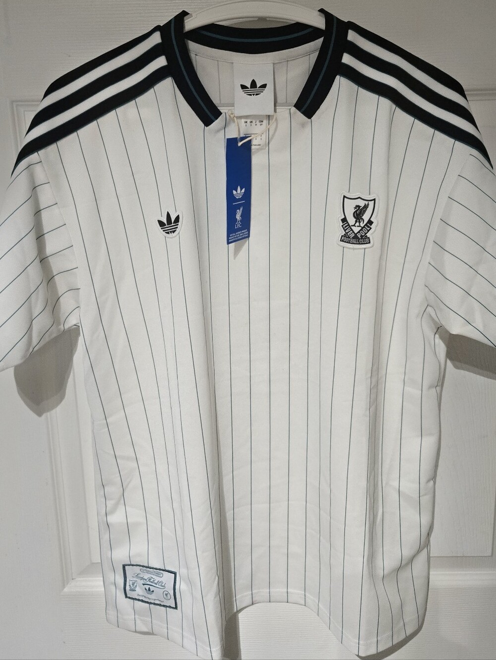 Adidas Originals Liverpool FC Pinstripe Retro Jersey Size S But Fits Like M NWT